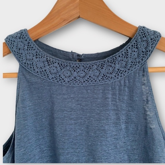 Rachel Zoe Linen Tank Crochet Collar - Picture 3 of 6